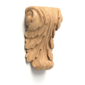 This handcrafted wood corbel showcases the elaborate detailing of the Baroque era, with its intricat..